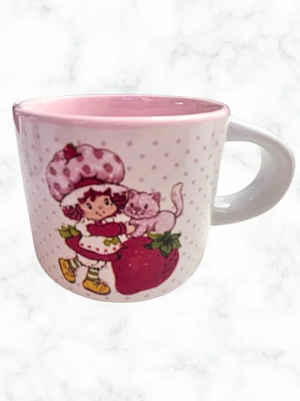 NWOT | Strawberry Shortcake Mug Set Pink Polka Dot Collectible Espresso Cups
